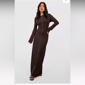 boohoo PETITE SEAM DETAIL RIB MAXI DRESS